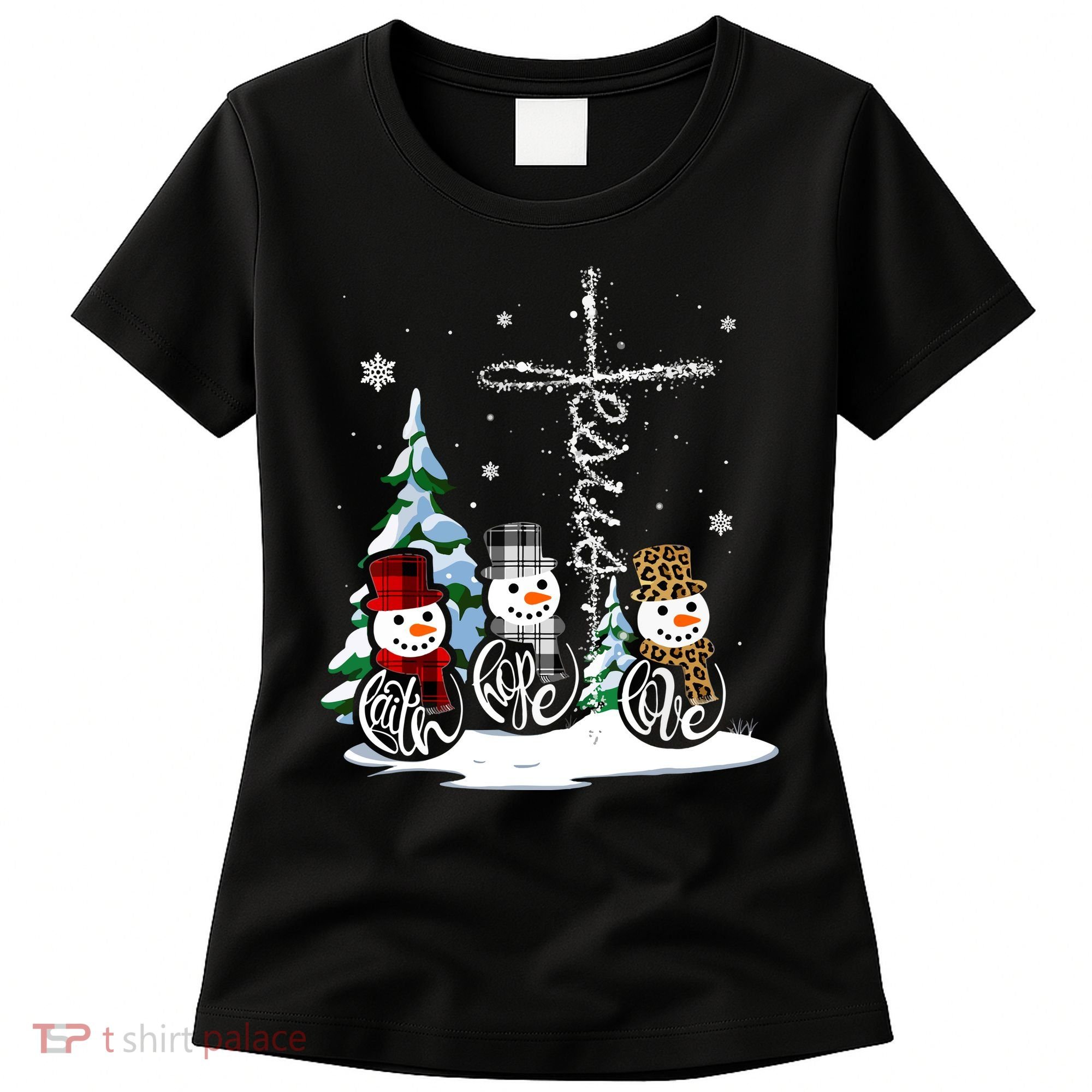 Merry Christmas Faith Hope Love Christmas Snowmen Gift Women's T-Shirt