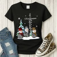Merry Christmas Faith Hope Love Christmas Snowmen Gift Women's T-Shirt thumb 3