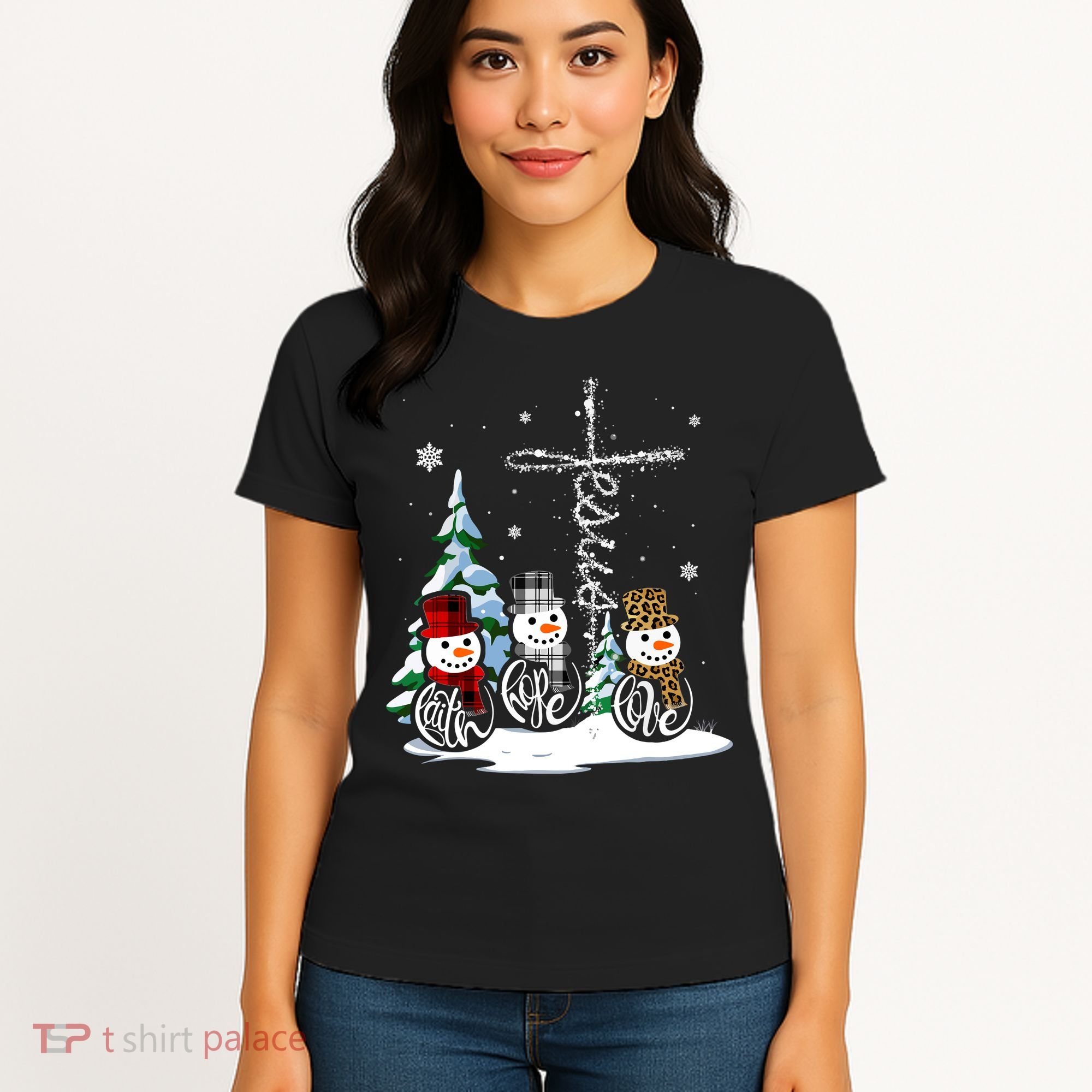 Merry Christmas Faith Hope Love Christmas Snowmen Gift Women's T-Shirt