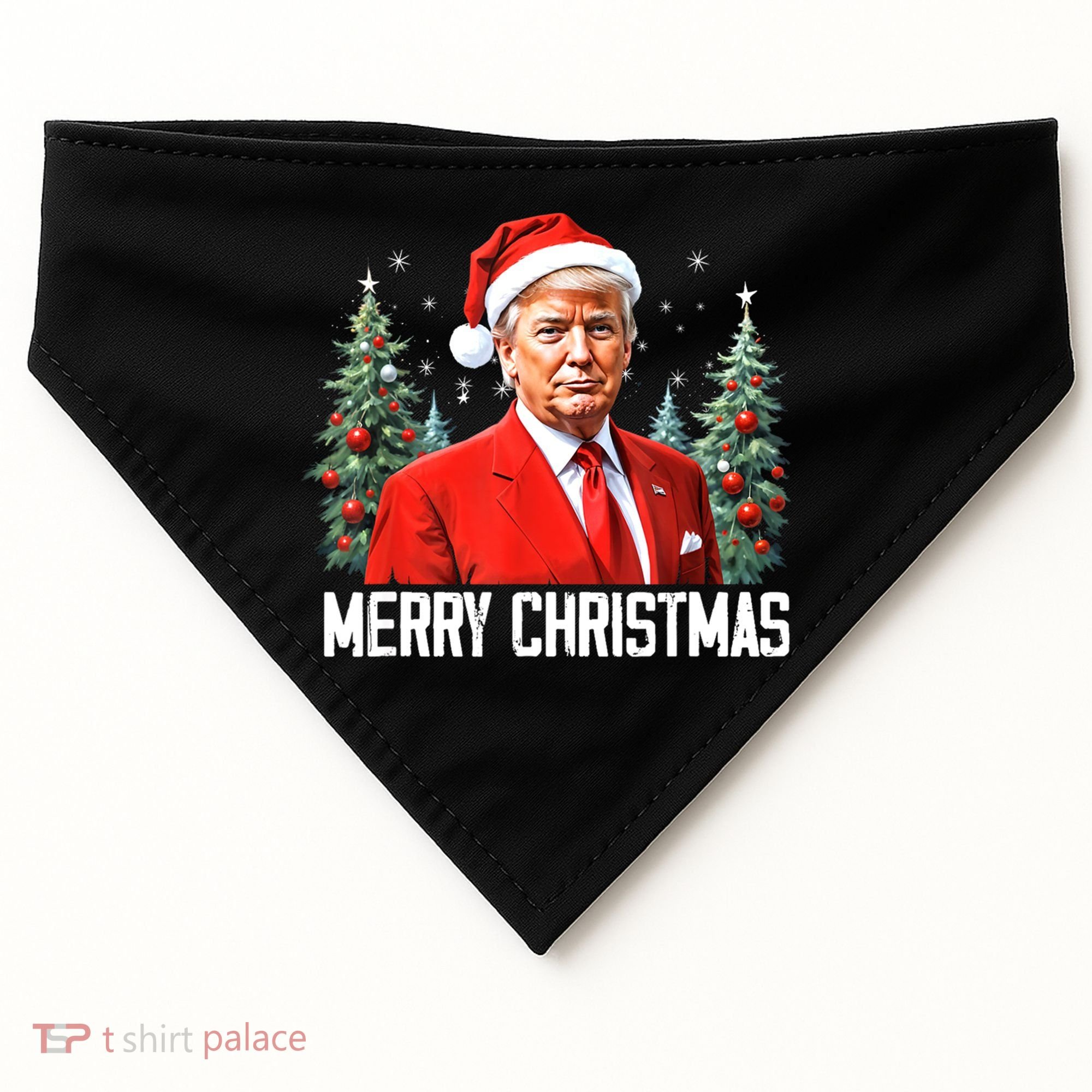 Merry Christmas Funny Santa Trump 2024 Xmas Gift USA-Made Doggie Bandana