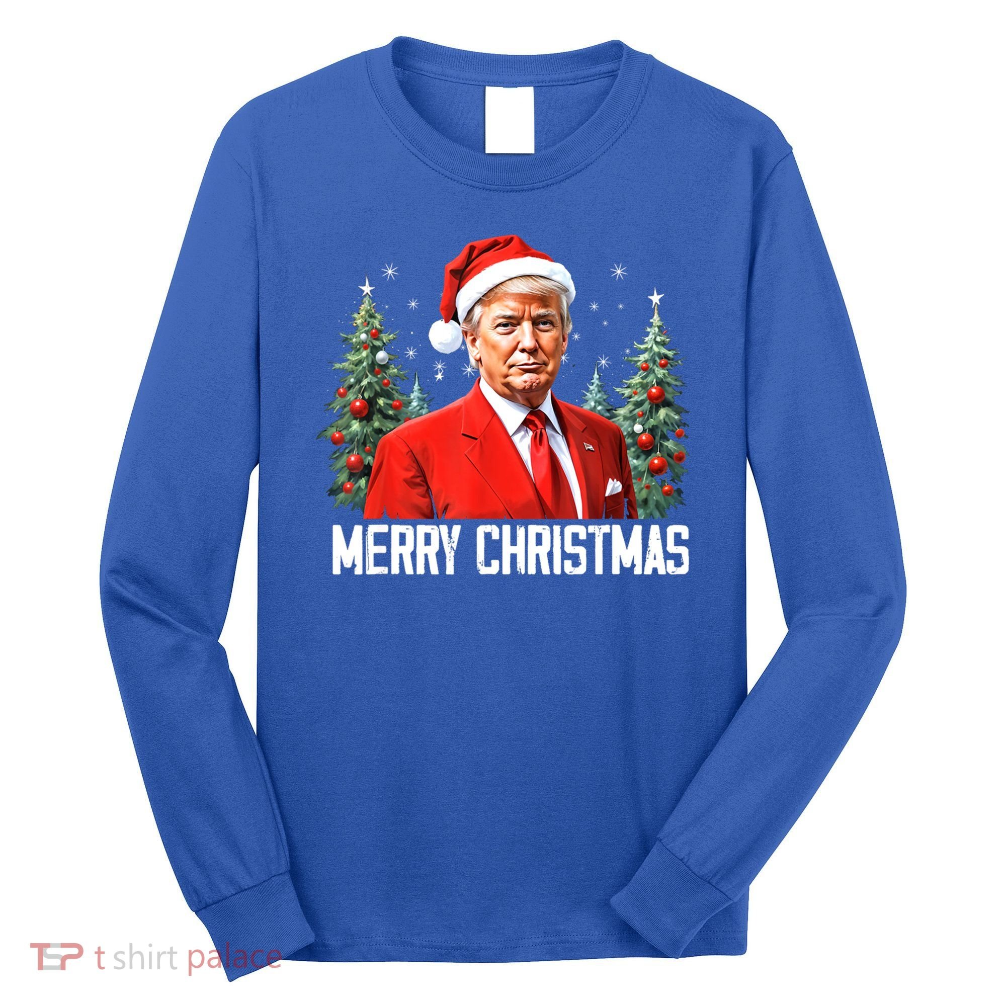Merry Christmas Funny Santa Trump 2024 Xmas Gift Long Sleeve Shirt