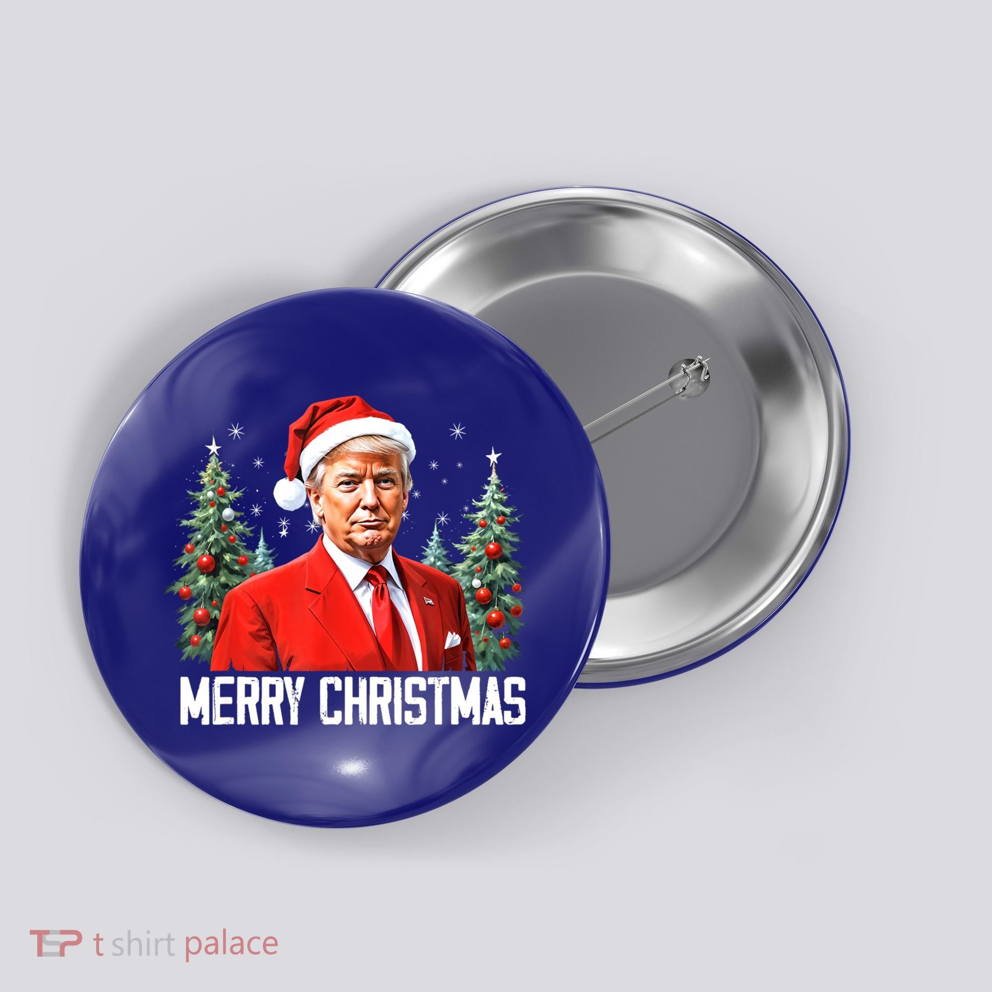 Merry Christmas Funny Santa Trump 2024 Xmas Gift Button