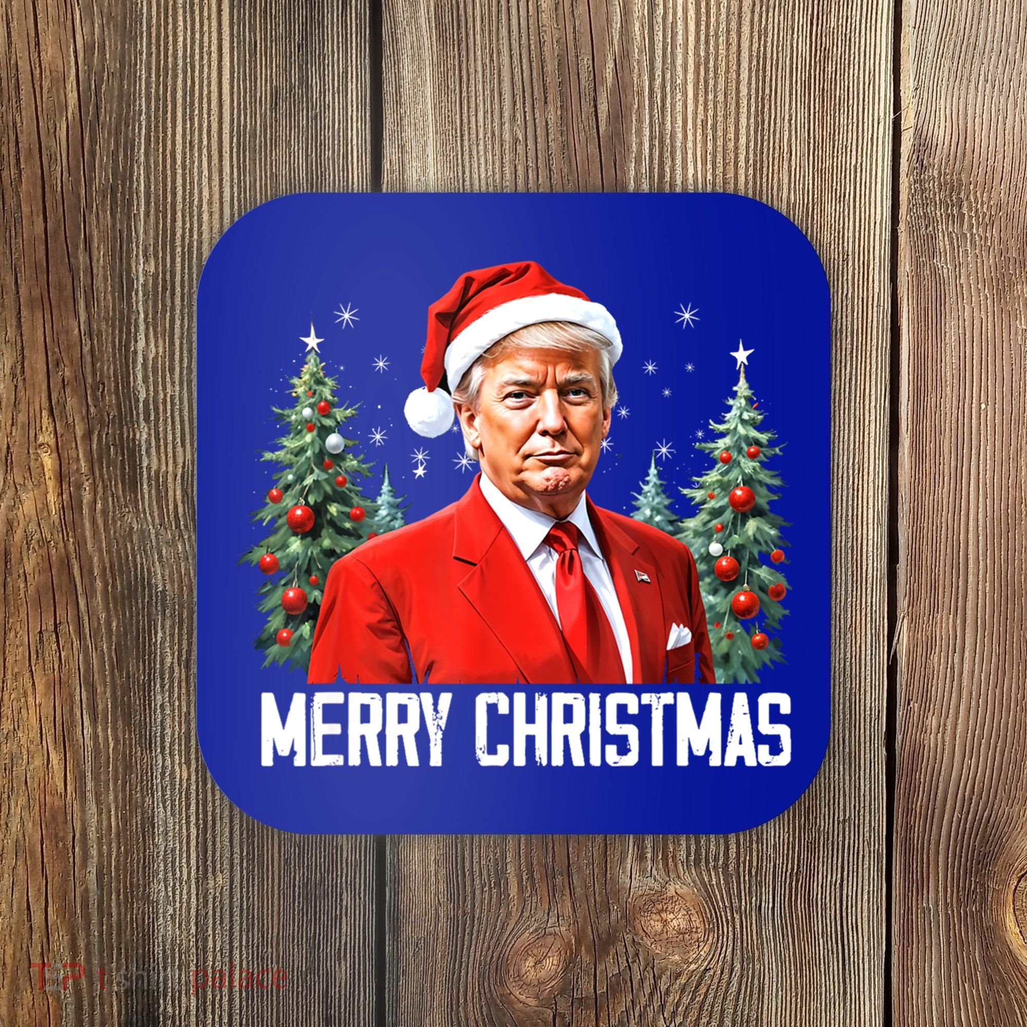 Merry Christmas Funny Santa Trump 2024 Xmas Gift Coaster