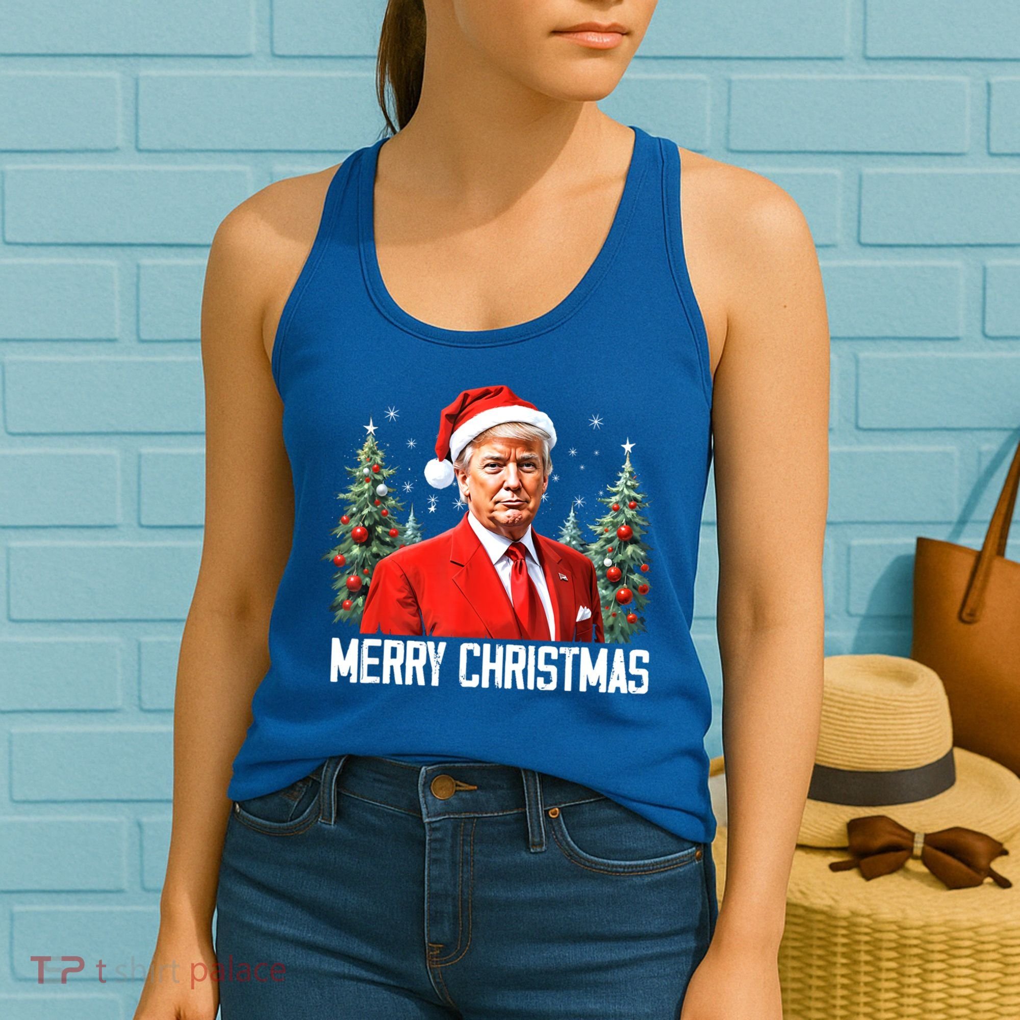 Merry Christmas Funny Santa Trump 2024 Xmas Gift Women's Tank Top