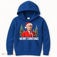 Merry Christmas Funny Santa Trump 2024 Xmas Gift Kids Hoodie thumb 0