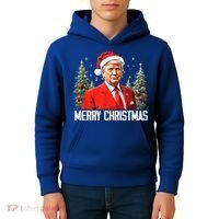 Merry Christmas Funny Santa Trump 2024 Xmas Gift Kids Hoodie thumb 4