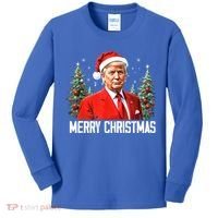 Merry Christmas Funny Santa Trump 2024 Xmas Gift Kids Long Sleeve Shirt thumb 0