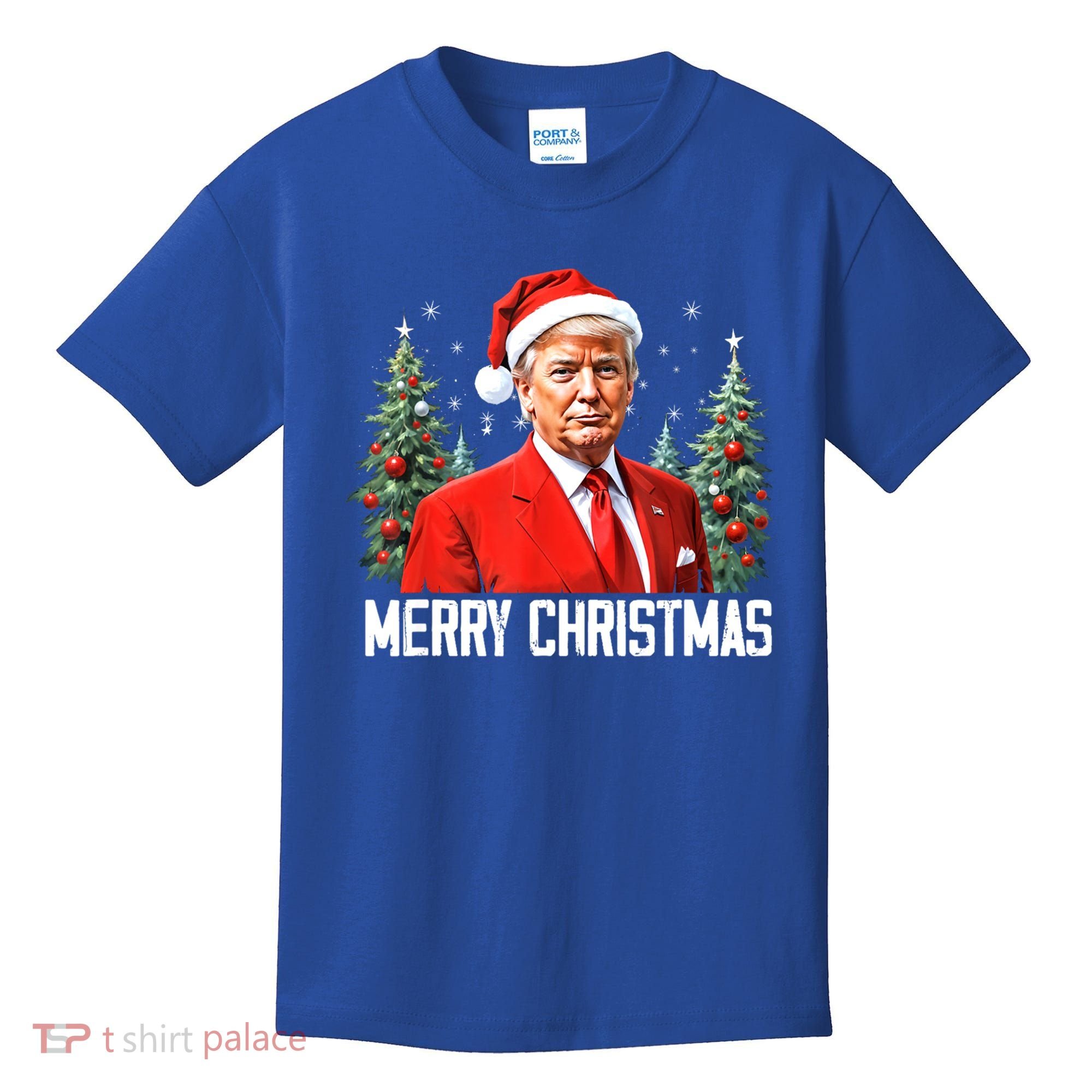 Merry Christmas Funny Santa Trump 2024 Xmas Gift Kids T-Shirt
