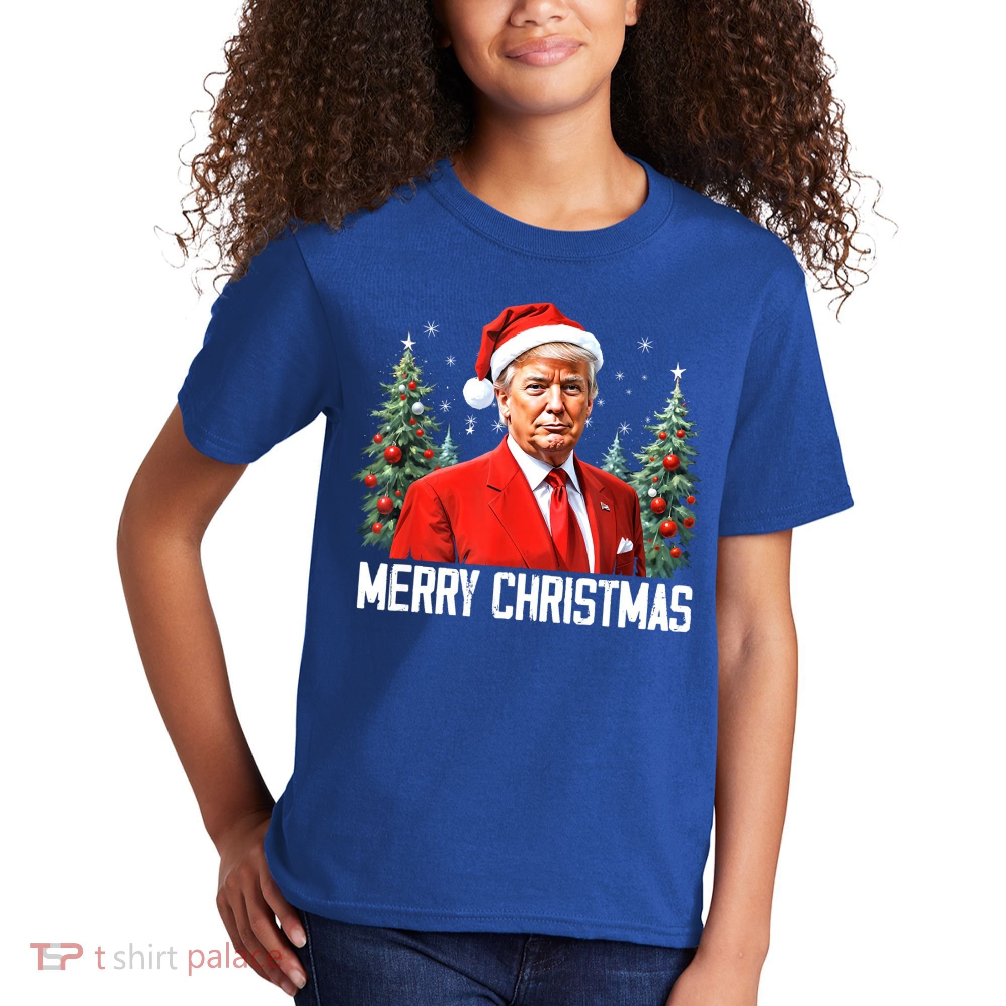 Merry Christmas Funny Santa Trump 2024 Xmas Gift Kids T-Shirt