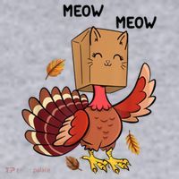 Meow Cat Funny Thanksgiving Turkey Women's Racerback Cropped Tank thumb 2