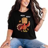 Meow Cat Funny Thanksgiving Turkey Comfort Colors T-Shirt thumb 0