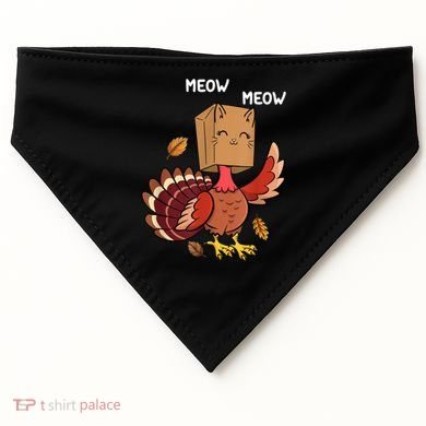 Meow Cat Funny Thanksgiving Turkey USA-Made Doggie Bandana