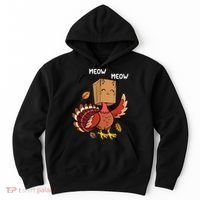 Meow Cat Funny Thanksgiving Turkey Hoodie thumb 0