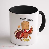 Meow Cat Funny Thanksgiving Turkey Coffee Mug thumb 1