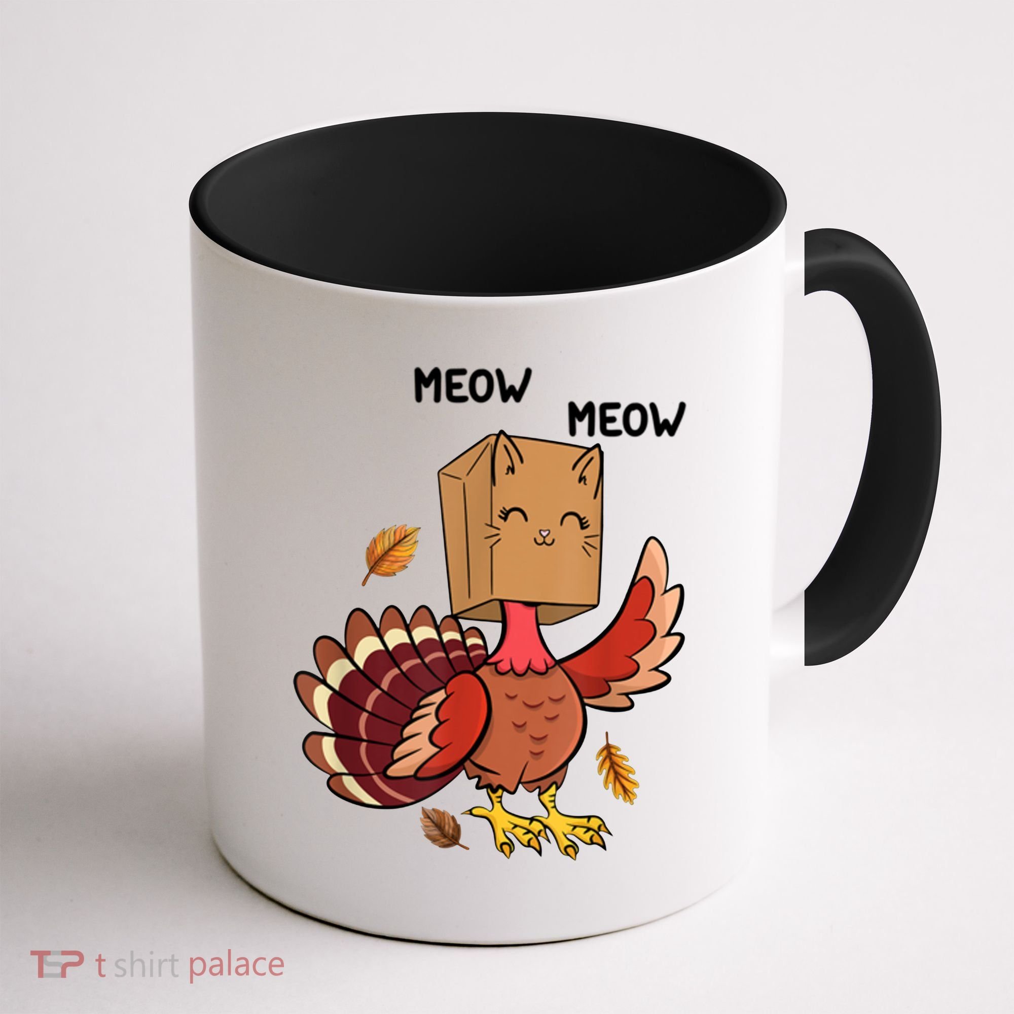 Meow Cat Funny Thanksgiving Turkey Coffee Mug