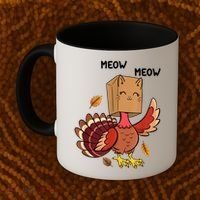 Meow Cat Funny Thanksgiving Turkey Coffee Mug thumb 2