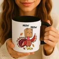Meow Cat Funny Thanksgiving Turkey Coffee Mug thumb 3