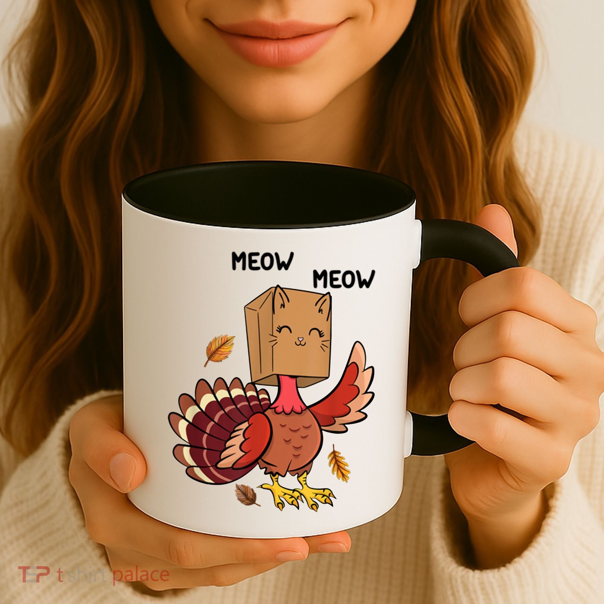 Meow Cat Funny Thanksgiving Turkey Coffee Mug