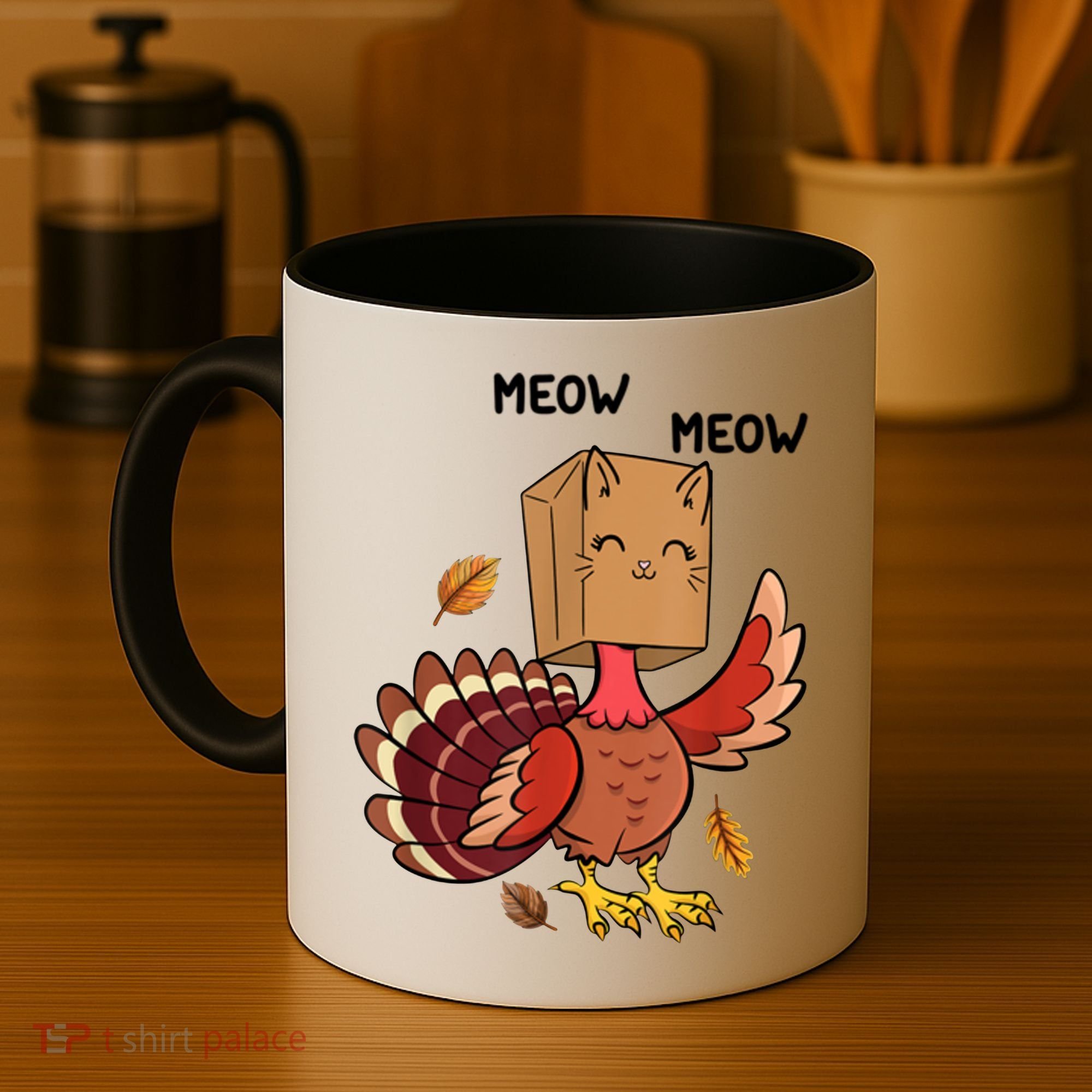 Meow Cat Funny Thanksgiving Turkey Coffee Mug