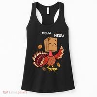 Meow Cat Funny Thanksgiving Turkey Women's Tank Top thumb 0