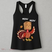 Meow Cat Funny Thanksgiving Turkey Women's Tank Top thumb 3