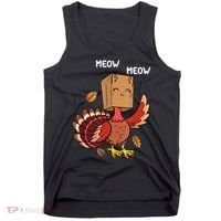 Meow Cat Funny Thanksgiving Turkey Tank Top thumb 0