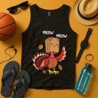 Meow Cat Funny Thanksgiving Turkey Tank Top thumb 4