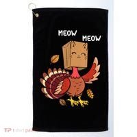Meow Cat Funny Thanksgiving Turkey Golf Towel thumb 0