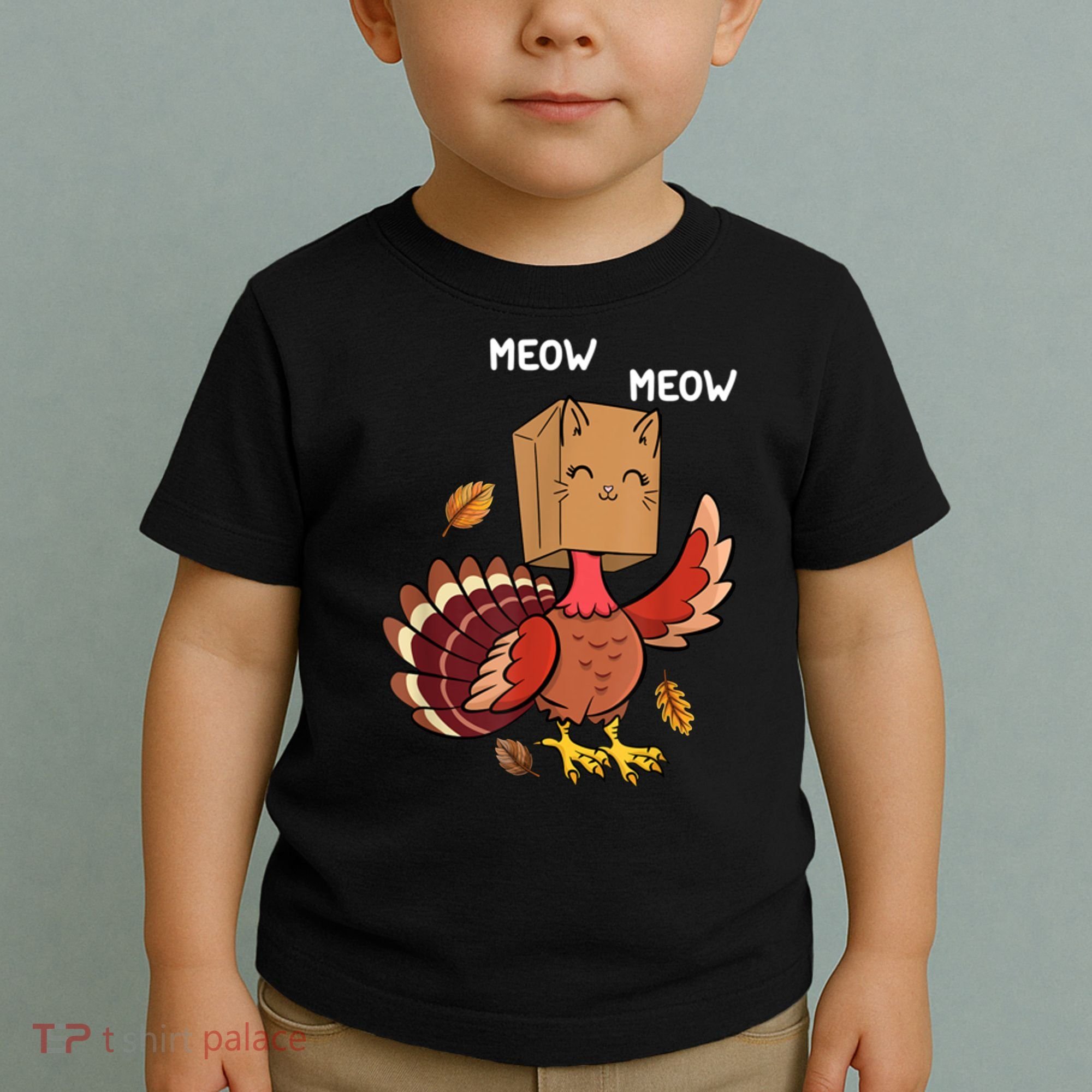 Meow Cat Funny Thanksgiving Turkey Toddler T-Shirt
