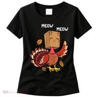 Meow Cat Funny Thanksgiving Turkey Women's T-Shirt thumb 0