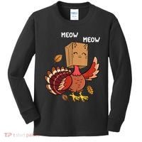Meow Cat Funny Thanksgiving Turkey Kids Long Sleeve Shirt thumb 0