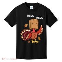 Meow Cat Funny Thanksgiving Turkey Kids T-Shirt thumb 0