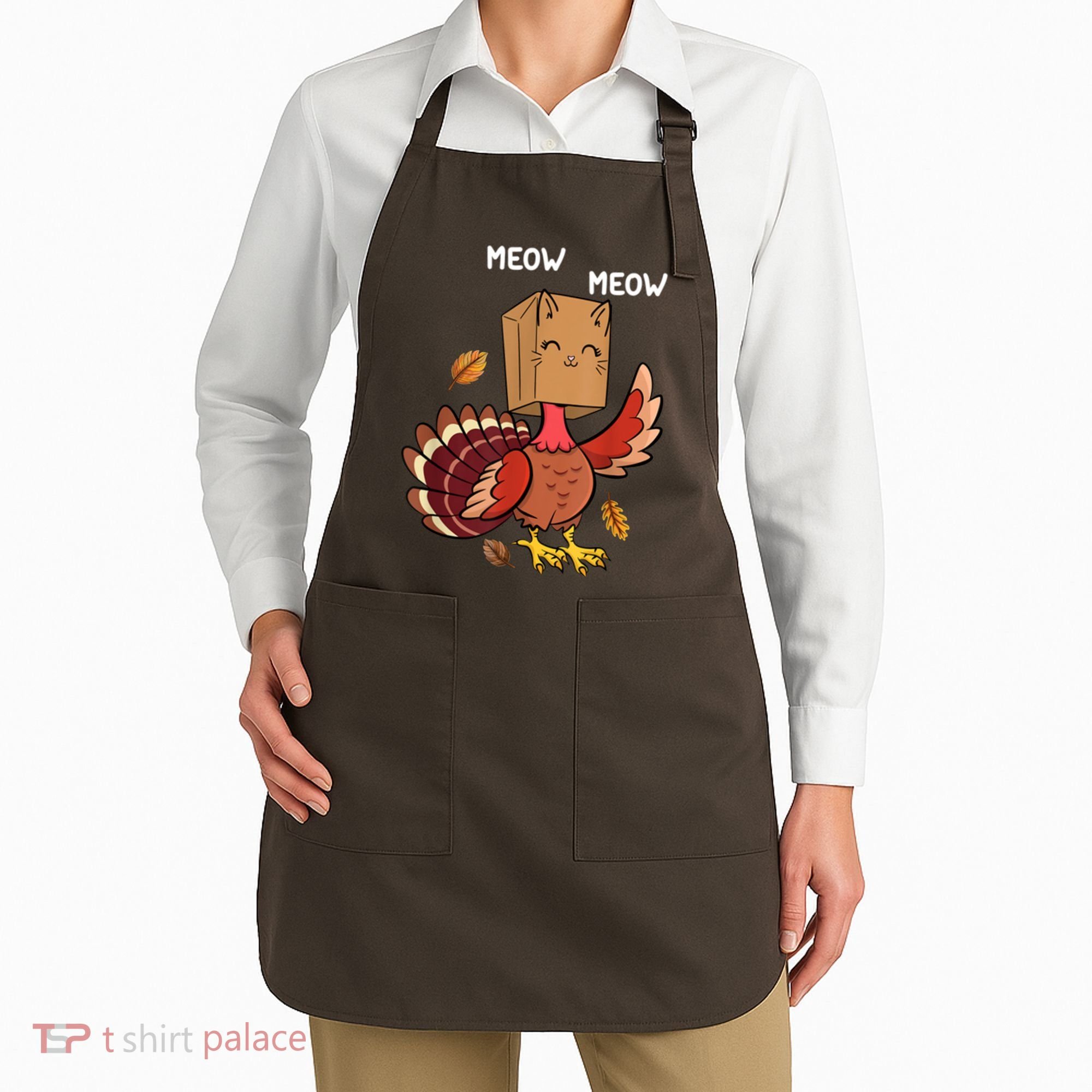 Meow Cat Funny Thanksgiving Turkey Apron