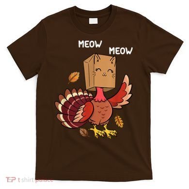 Meow Cat Funny Thanksgiving Turkey T-Shirt