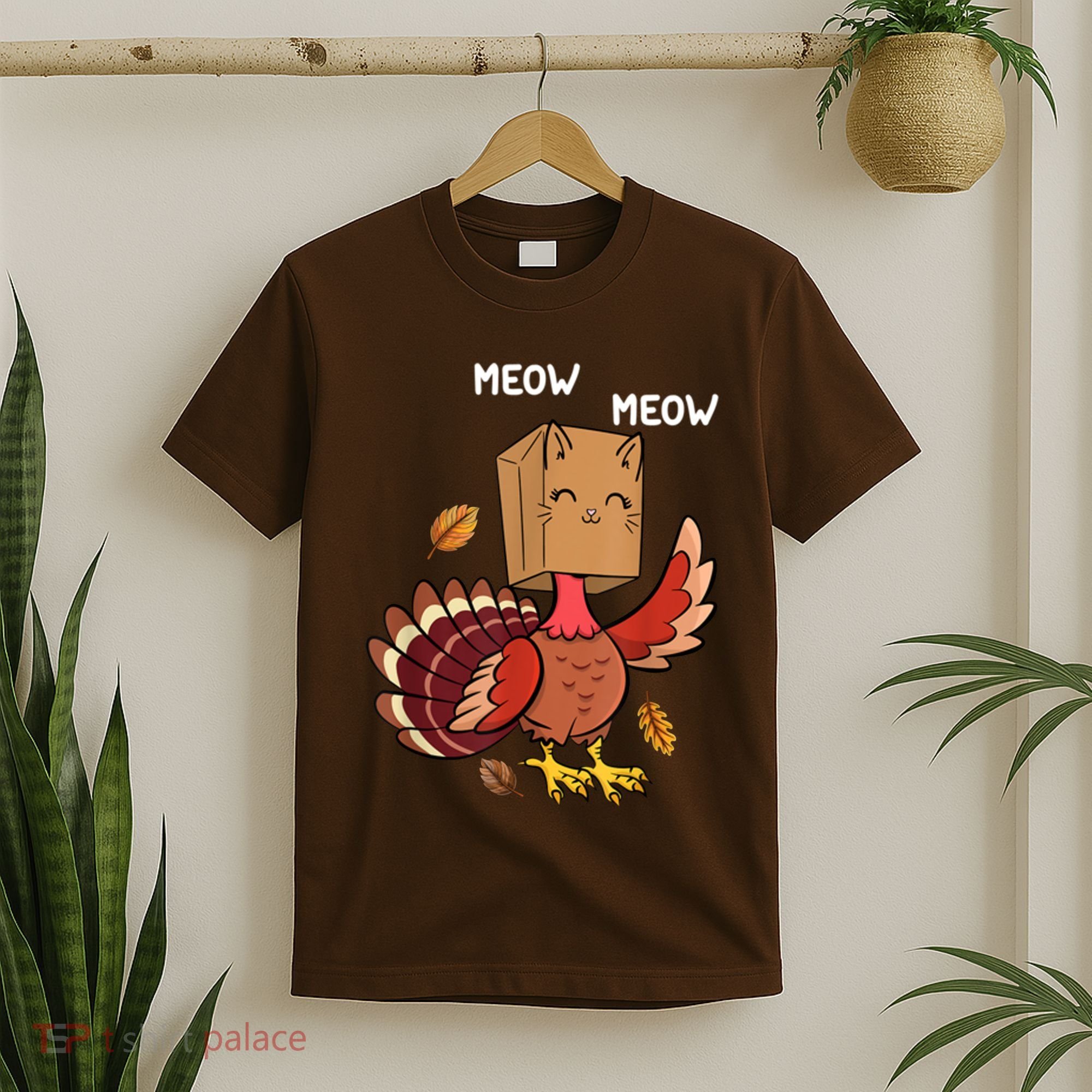 Meow Cat Funny Thanksgiving Turkey T-Shirt