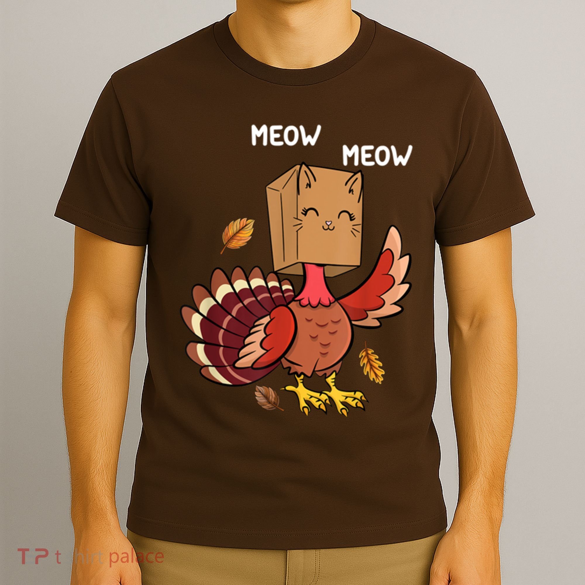 Meow Cat Funny Thanksgiving Turkey T-Shirt