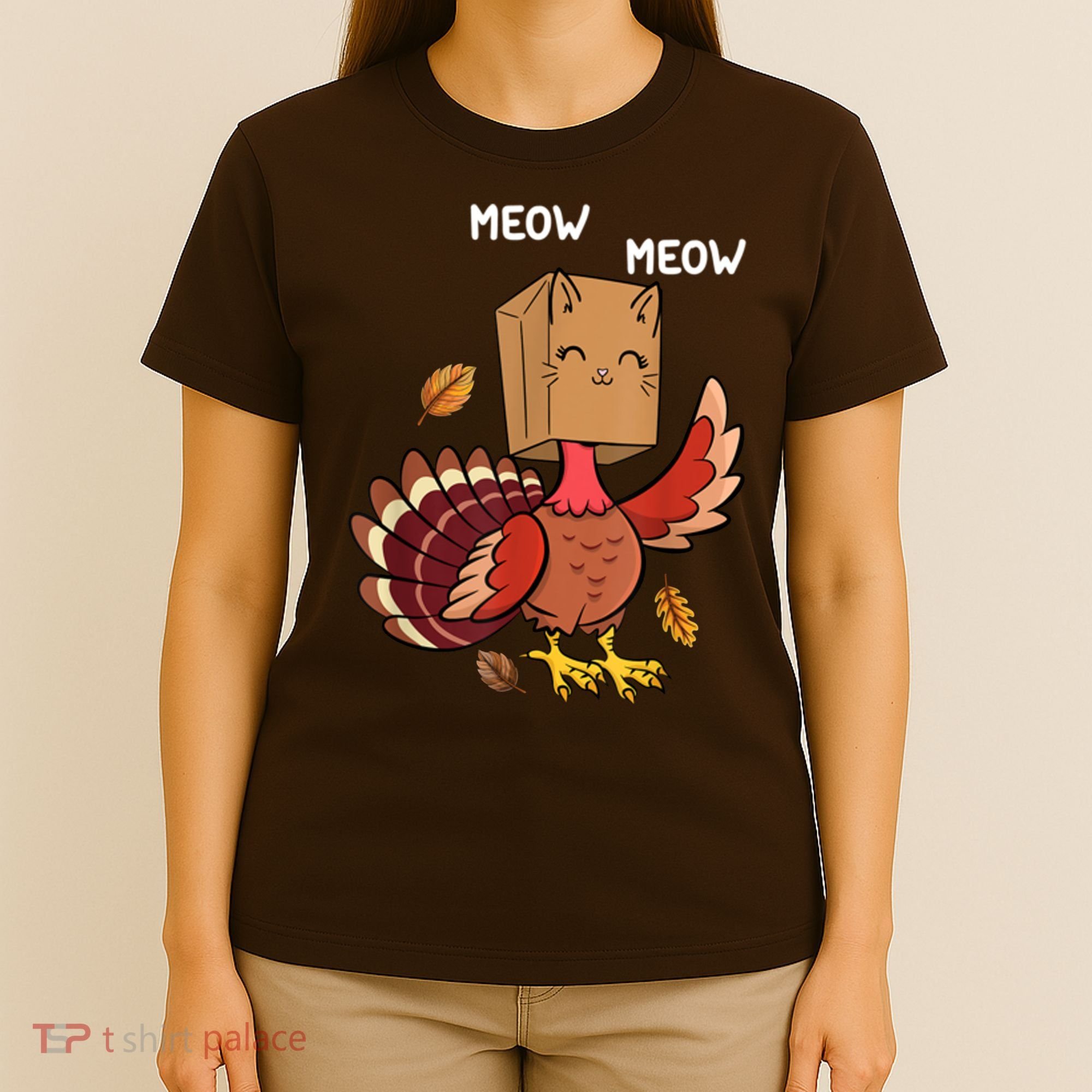 Meow Cat Funny Thanksgiving Turkey T-Shirt