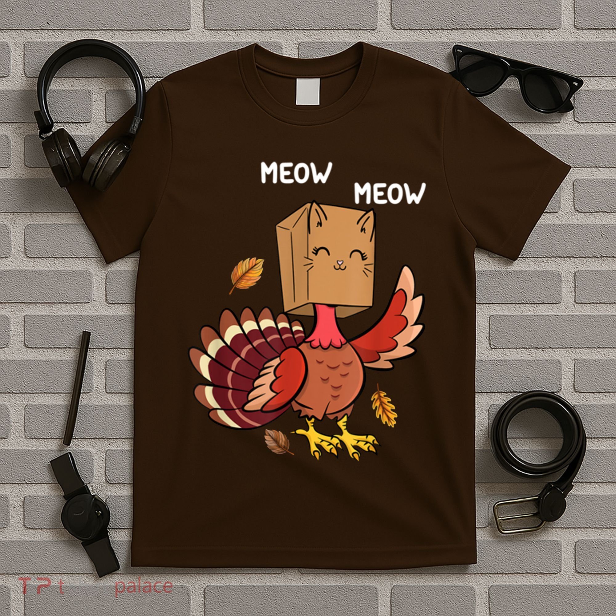 Meow Cat Funny Thanksgiving Turkey T-Shirt