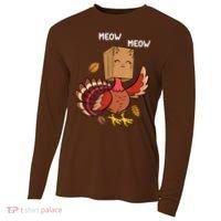 Meow Cat Funny Thanksgiving Turkey Cooling Performance Long Sleeve Crew thumb 0