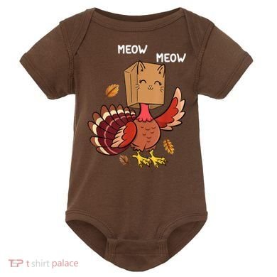 Meow Cat Funny Thanksgiving Turkey Baby Bodysuit