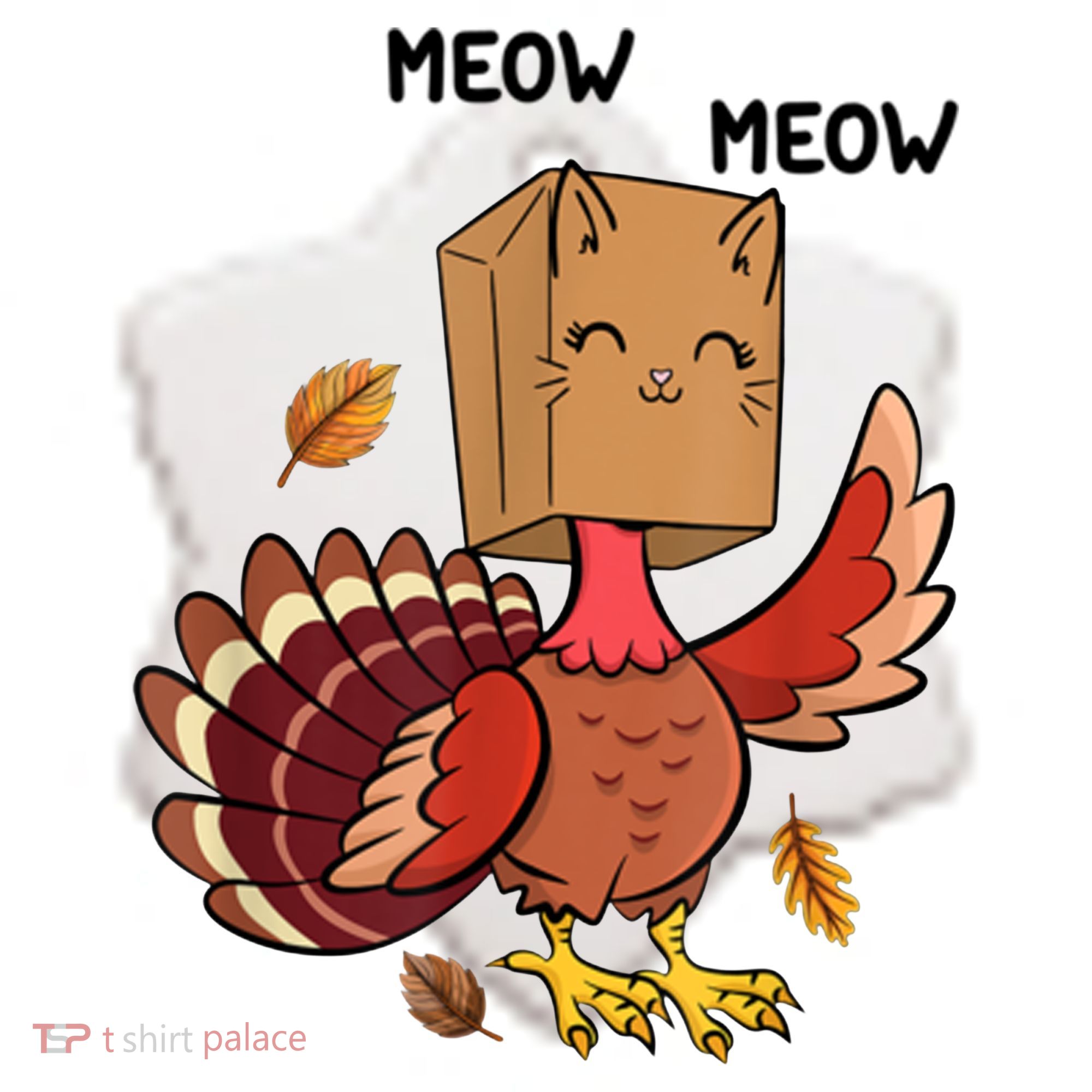 Meow Cat Funny Thanksgiving Turkey Ceramic Ornament