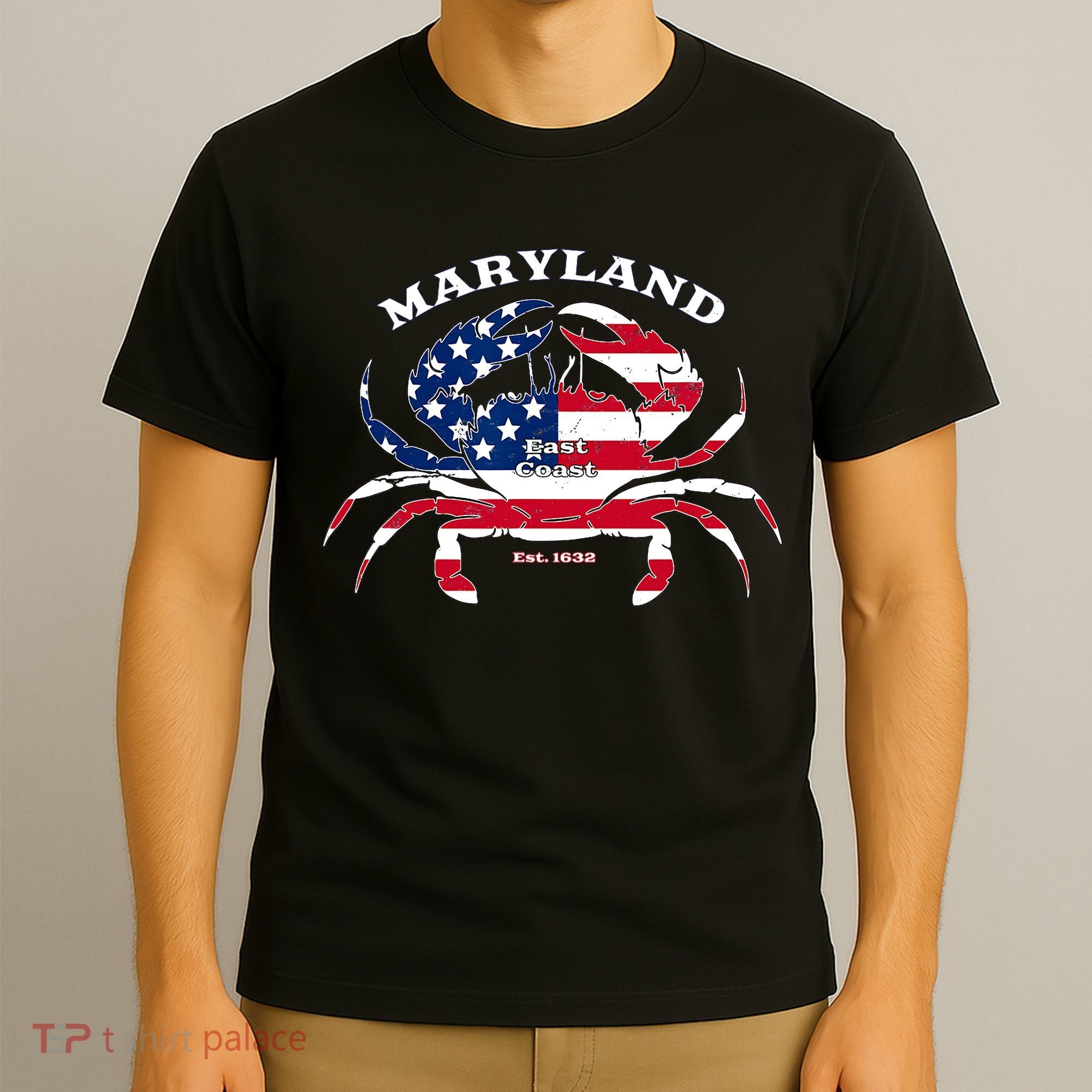 Maryland Crab Flag Patriotic and Quirky Summertime USA T-Shirt
