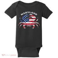 Maryland Crab Flag Patriotic and Quirky Summertime USA Baby Bodysuit thumb 0