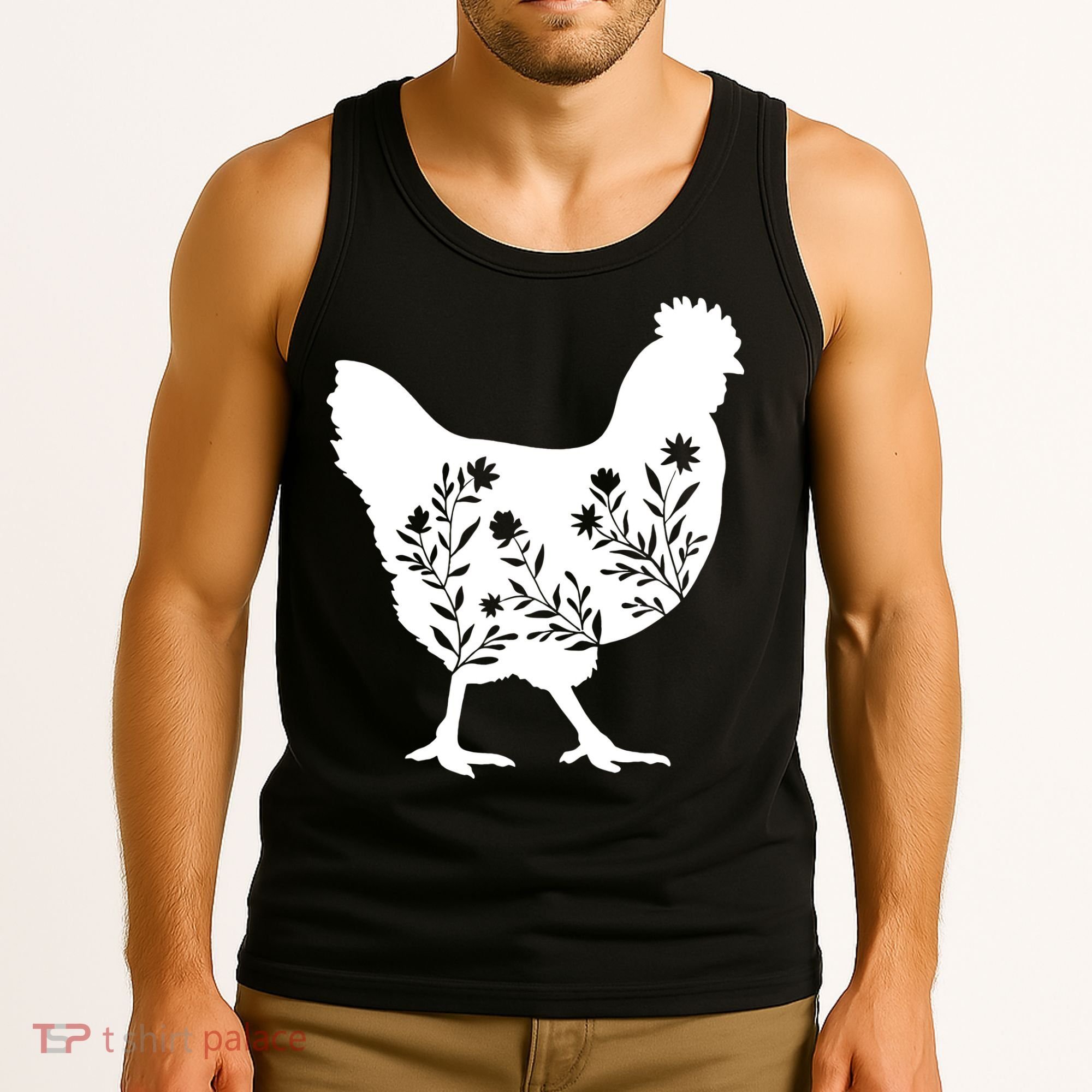 Mama Chicken Floral Mom Lover Mother Grandma Tank Top