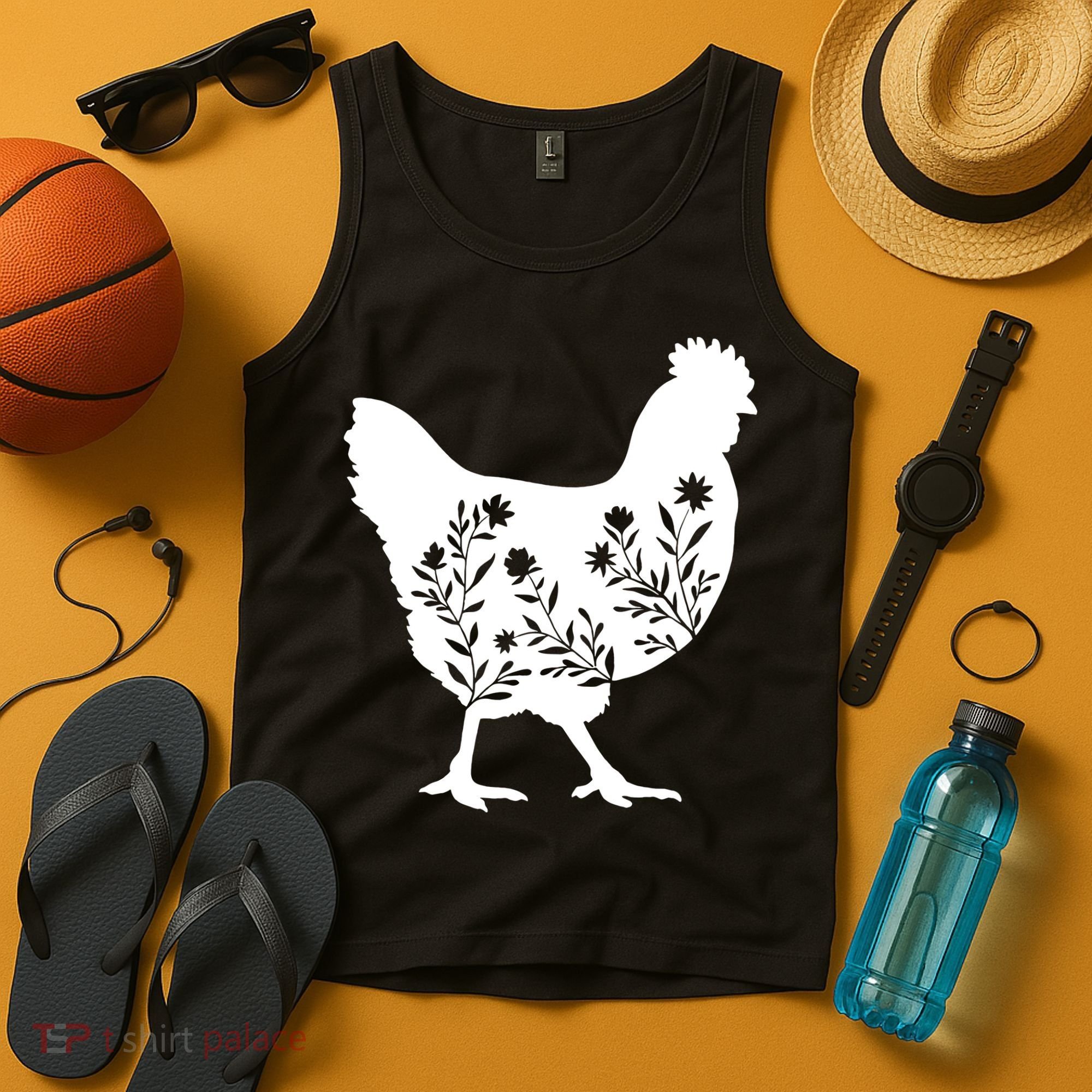 Mama Chicken Floral Mom Lover Mother Grandma Tank Top