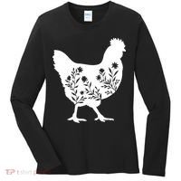 Mama Chicken Floral Mom Lover Mother Grandma Women's Long Sleeve Shirt thumb 0