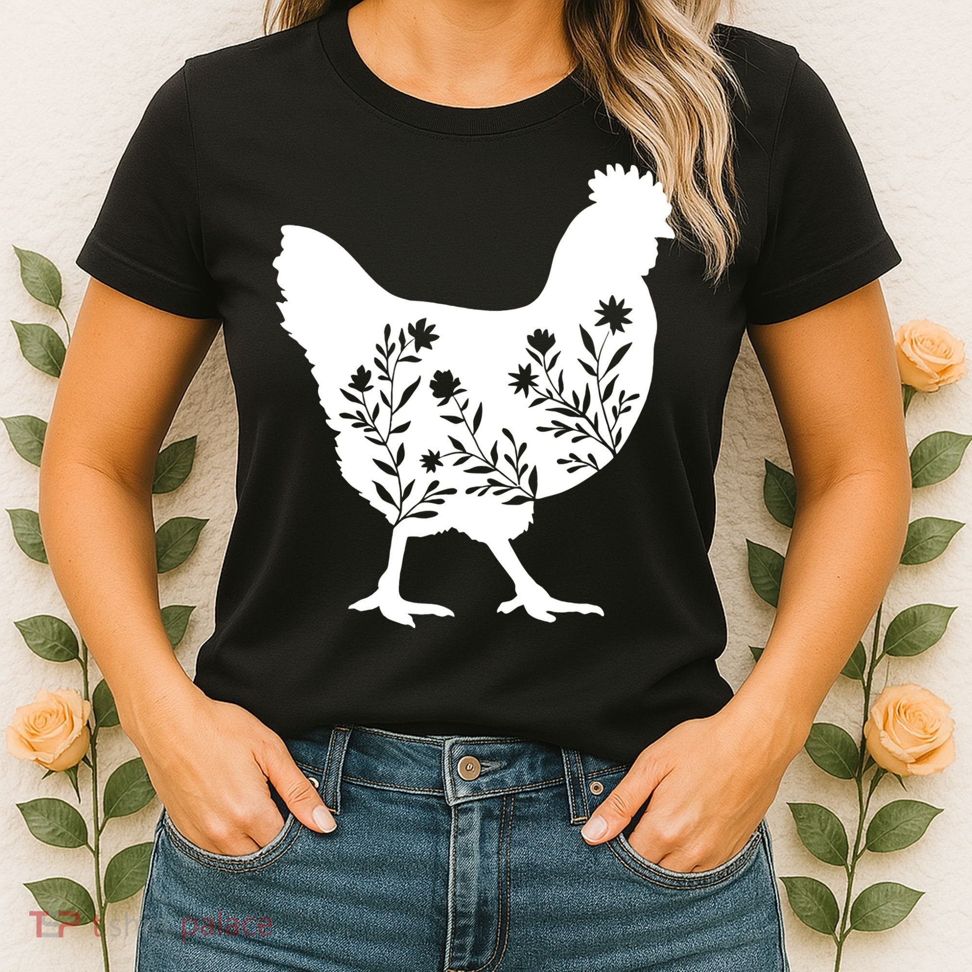 Mama Chicken Floral Mom Lover Mother Grandma Women's T-Shirt