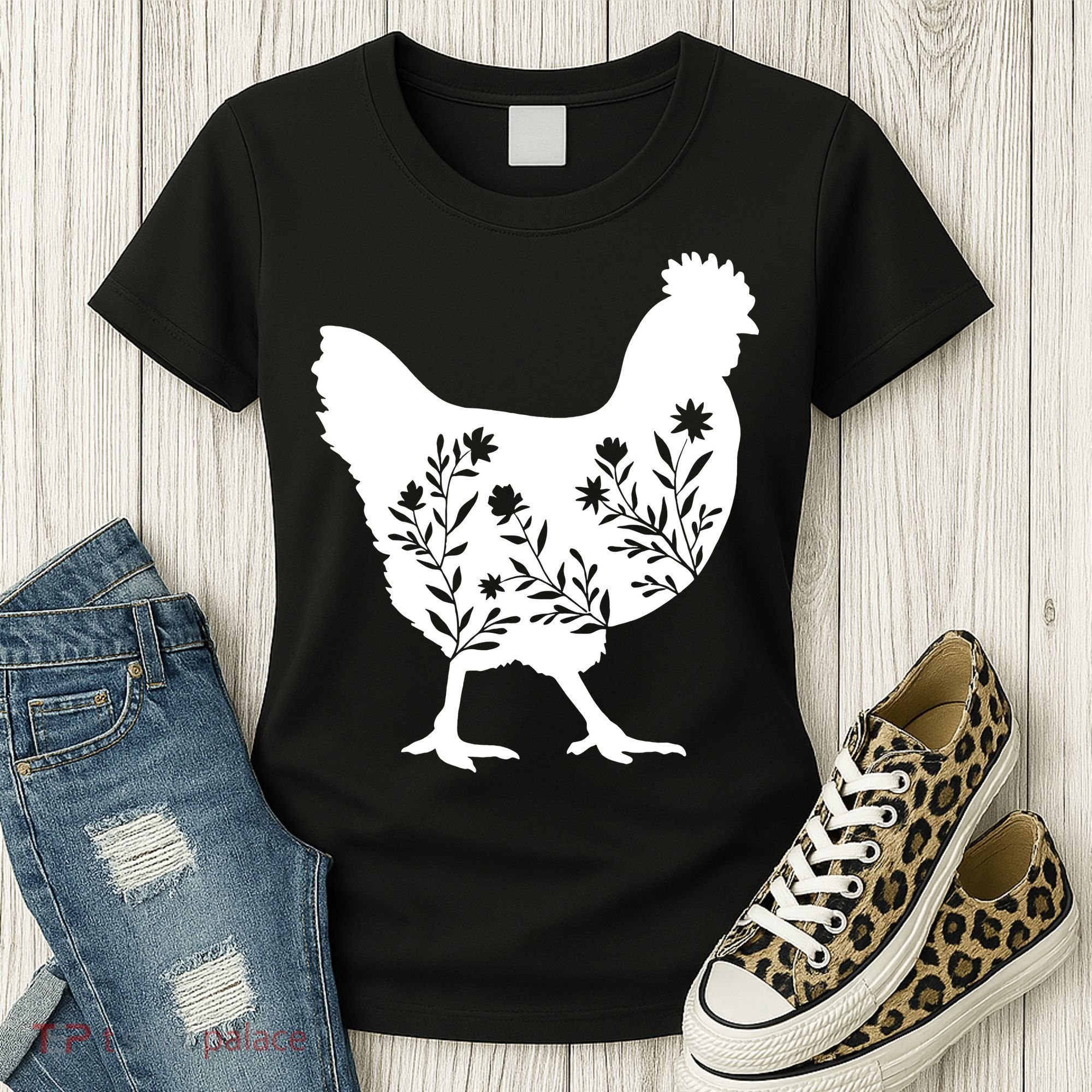 Mama Chicken Floral Mom Lover Mother Grandma Women's T-Shirt