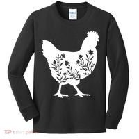 Mama Chicken Floral Mom Lover Mother Grandma Kids Long Sleeve Shirt thumb 0