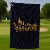 Merry Christmas Festive Holiday Golf Towel thumb 1